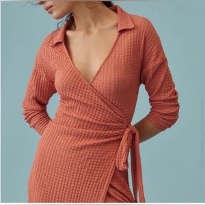 Small Anthropologie orange wrap dress